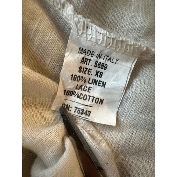 Alessia Pacini Italian 100% Linen Dress Women's XS Made in Italy Crochet Trim - Picture 4 of 12